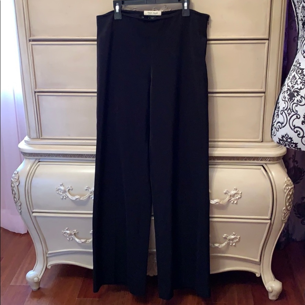 White and Black pants.
